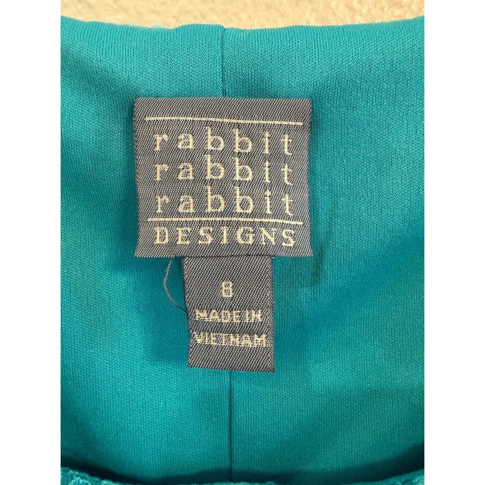 Rabbit Rabbit Rabbit Designs Teal Geometric Lace‎ A Line Dress Size 8 - Picture 3 of 5